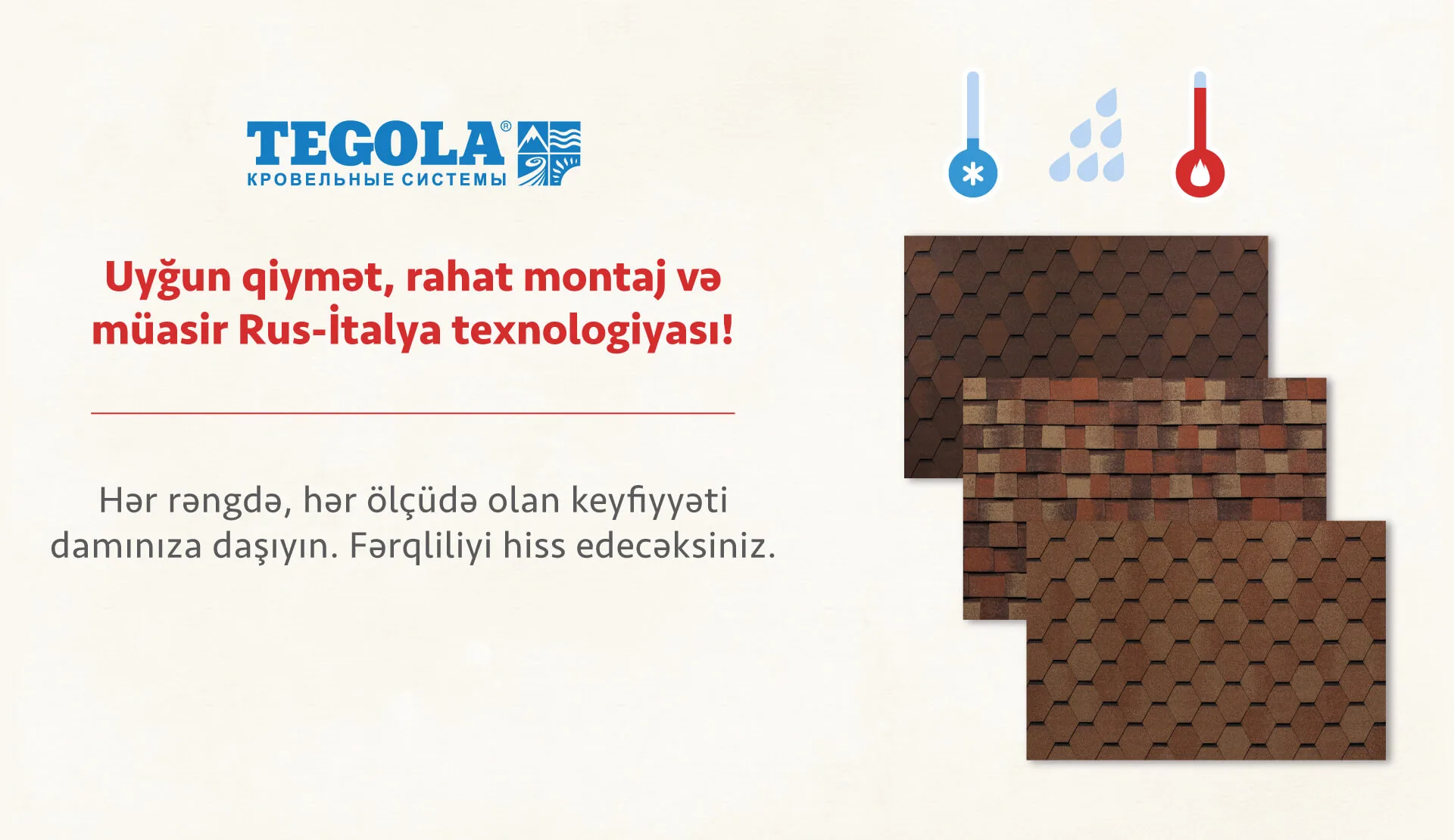 Tegola bitum dam örtüyü – İtaliya istehsalı, UV və şaxtaya davamlı estetik dam materialı